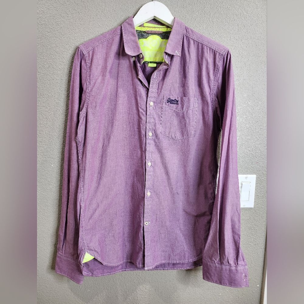 Superdry mens purple button down shirt